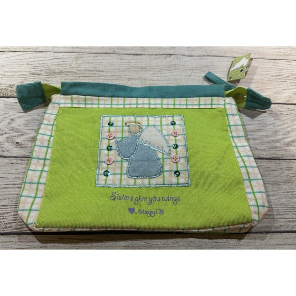 NWT Maggie B Sisters Give You Wings Angel Embellished Zip Top Pouch Case TbG